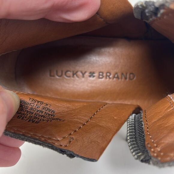 Lucky Brand Basel Bootie, Gray Suede, women’s size 8M, 1.5” heel - Picture 9 of 12